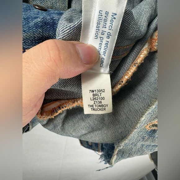 Lucky Brand Heavy Distressed The Tomboy Trucker Denim Jacket XS - Picture 7 of 12